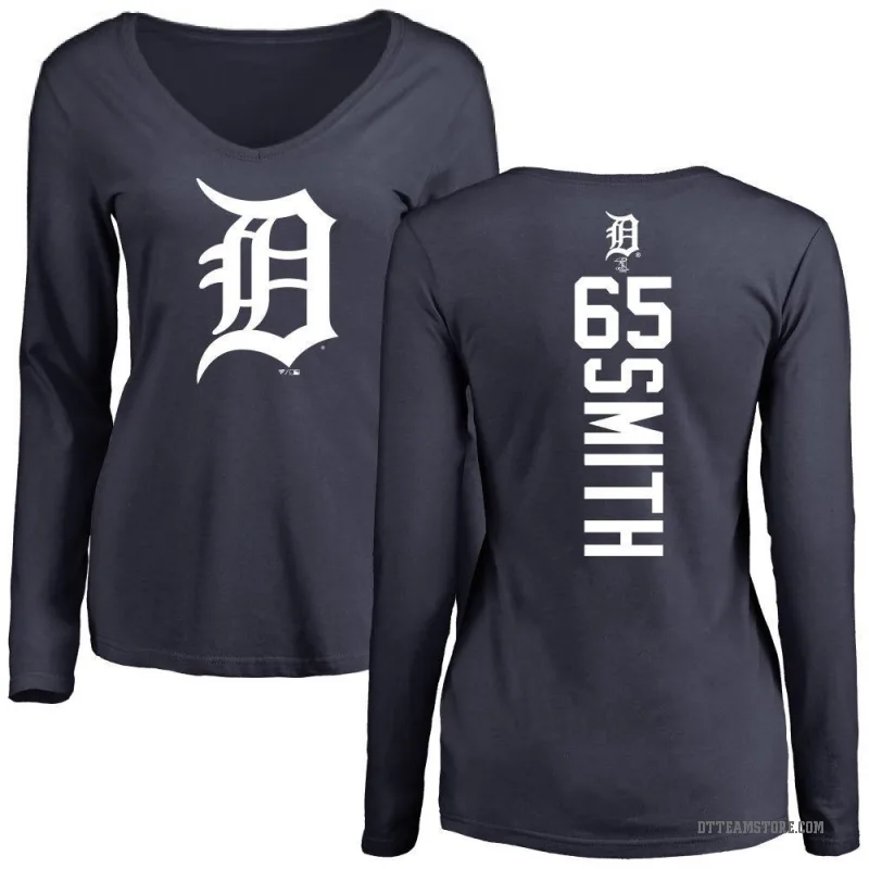 Burch Smith Women's Navy Detroit Tigers Backer Slim Fit Long Sleeve T-Shirt -