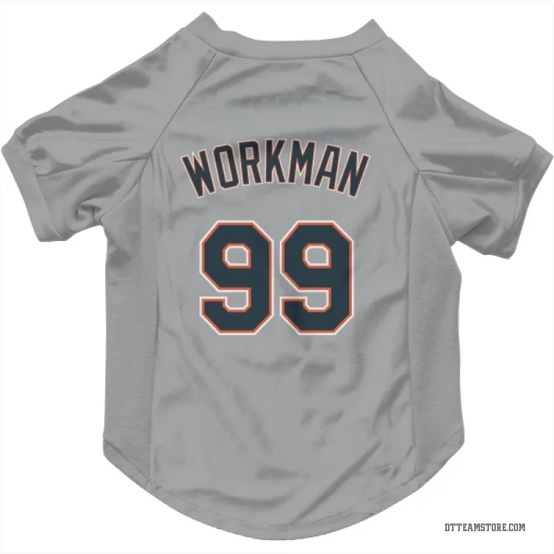 Gage Workman  Gray Detroit Tigers  Cat & Dog Pet Jersey