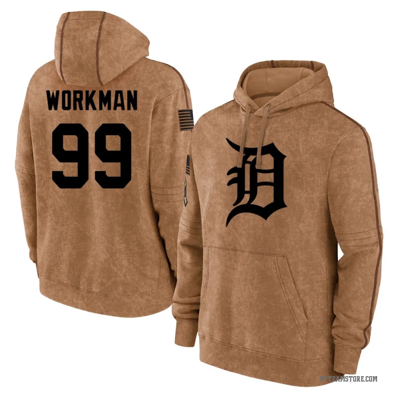 Gage Workman Men's Brown Detroit Tigers 2023 Salute to Service Club Pullover Hoodie