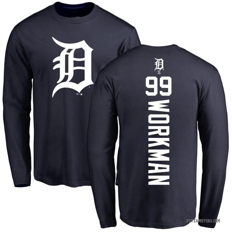 Gage Workman Men's Navy Detroit Tigers Backer Long Sleeve T-Shirt -
