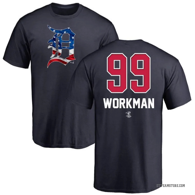 Gage Workman Men's Navy Detroit Tigers Name and Number Banner Wave T-Shirt -