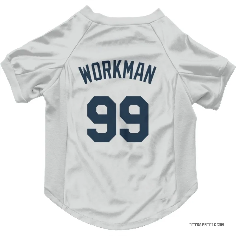 Gage Workman  White Detroit Tigers  Cat & Dog Pet Jersey