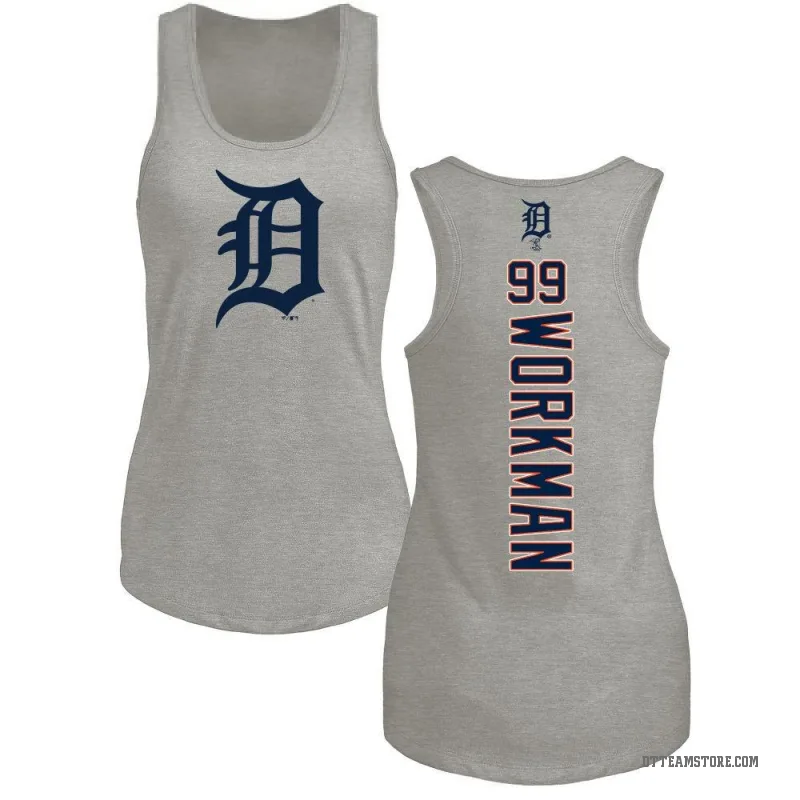 Gage Workman Women's Ash Detroit Tigers Backer Tank Top -