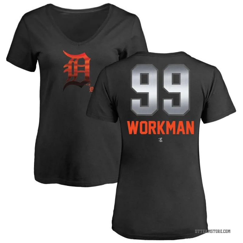 Gage Workman Women's Black Detroit Tigers Midnight Mascot V-Neck T-Shirt -