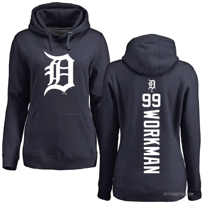 Gage Workman Women's Navy Detroit Tigers Backer Pullover Hoodie