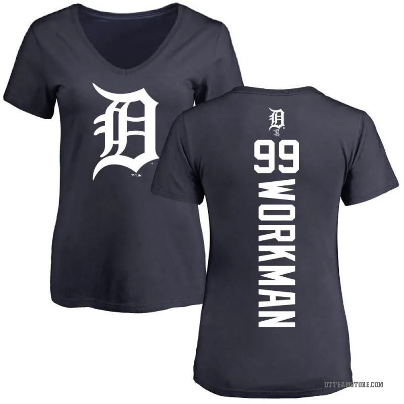 Gage Workman Women's Navy Detroit Tigers Backer Slim Fit T-Shirt -