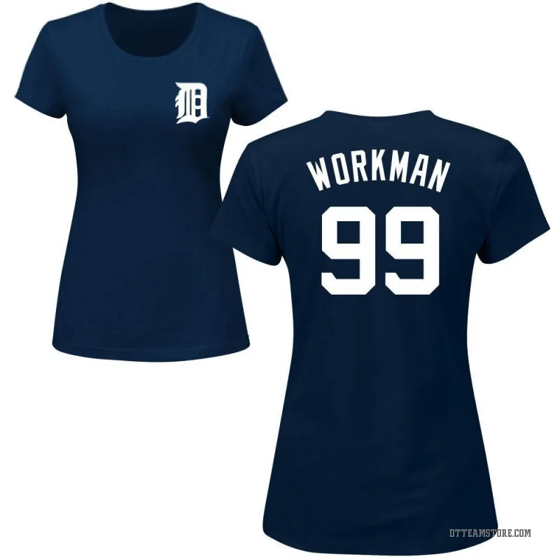 Gage Workman Women's Navy Detroit Tigers Roster T-Shirt -