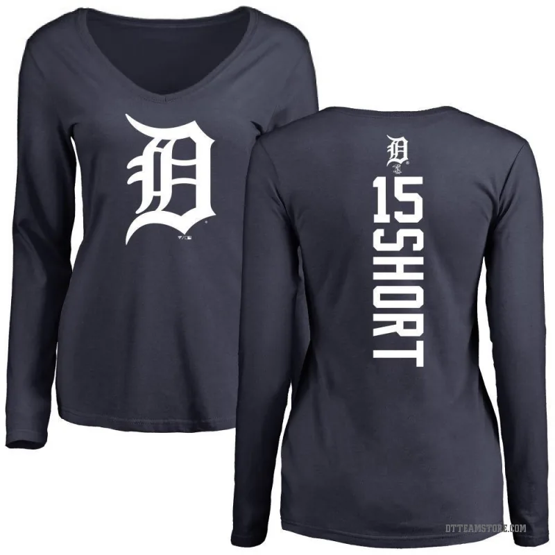 Zack Short Women's Navy Detroit Tigers Backer Slim Fit Long Sleeve T-Shirt -